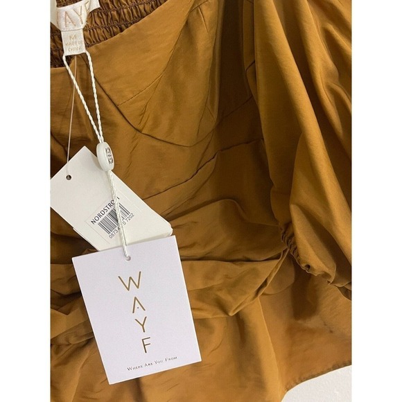 Wayf M Shirt Convertible Neck Bustier Top Gold Multi Wear Emma Rose Blouse NEW - Picture 5 of 7